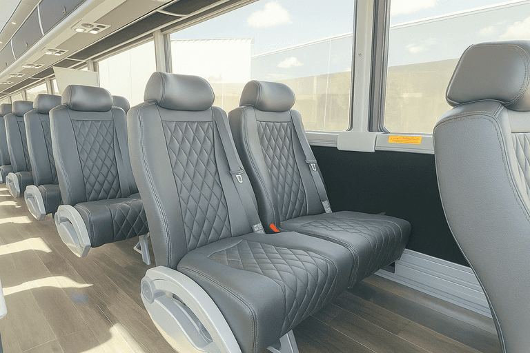 interior of Novi Coach Bus Service charter bus