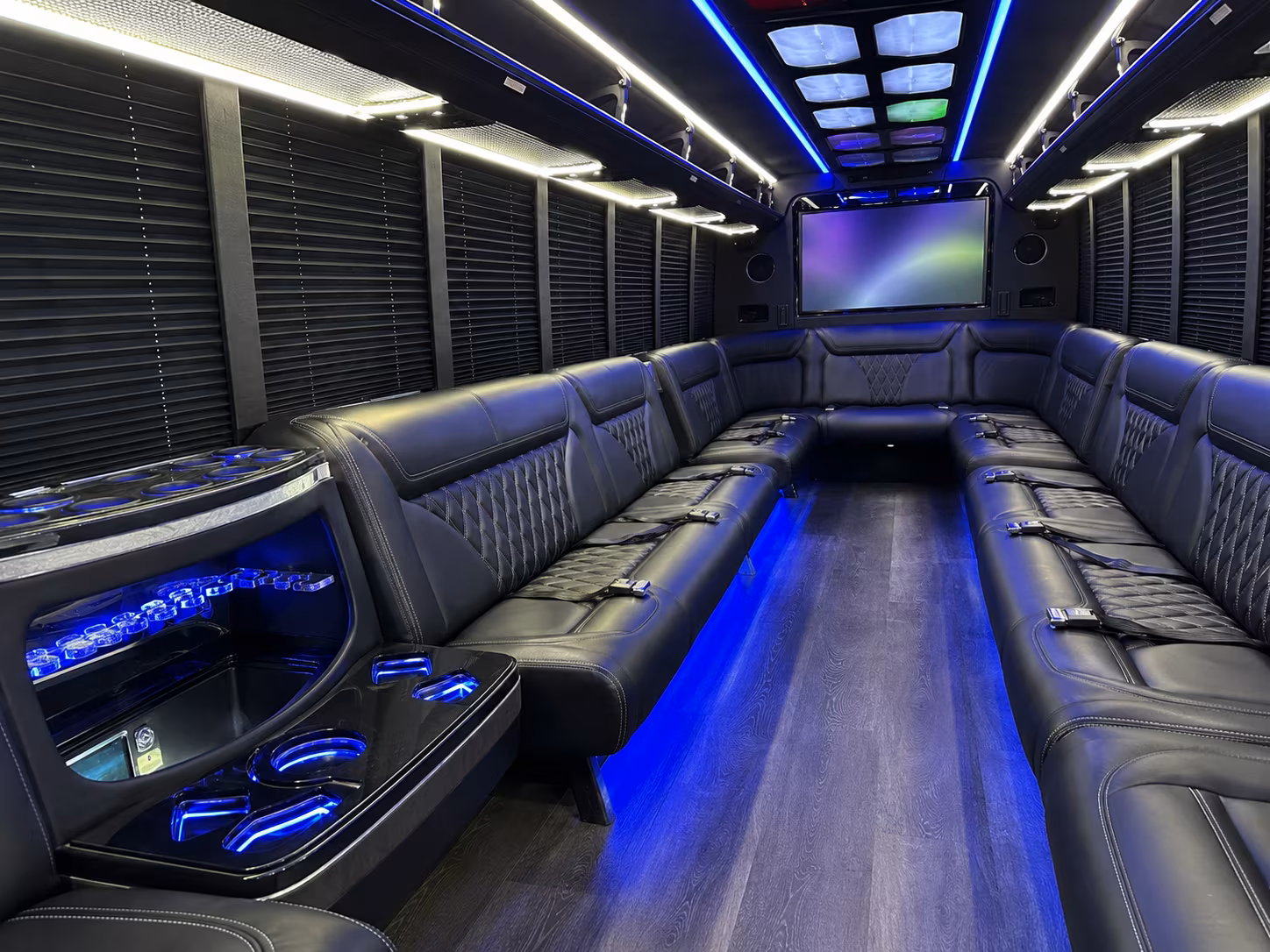 novi 20 passenger party bus inside