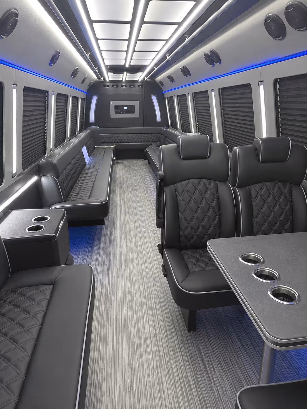 novi 25 passenger party bus inside
