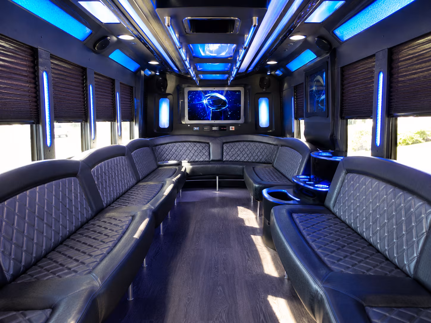 novi 28 passenger party bus inside