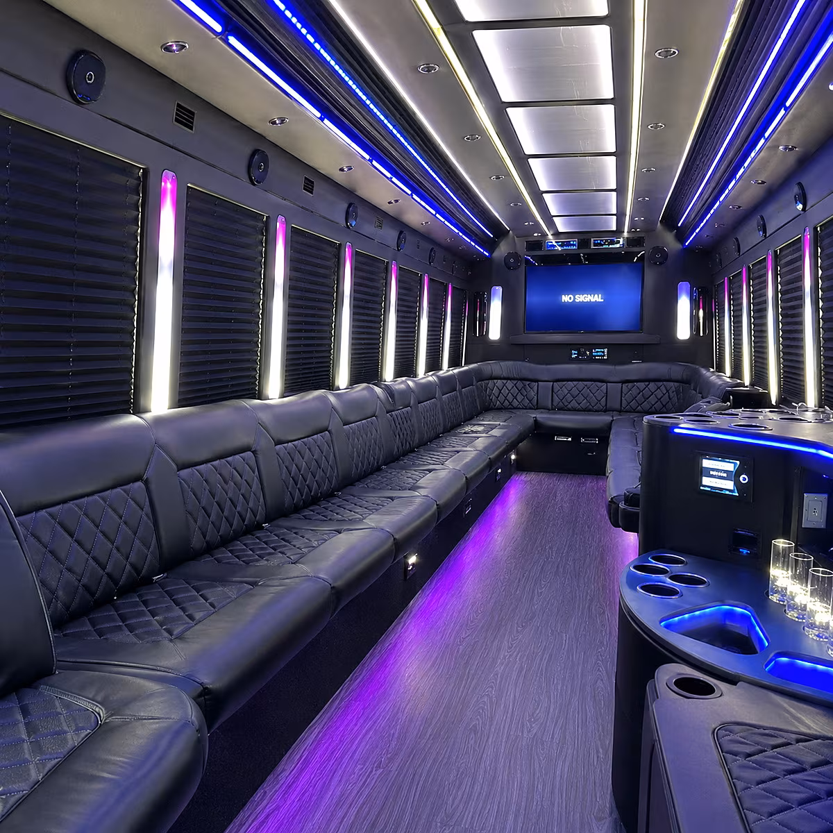 novi 30 passenger party bus inside