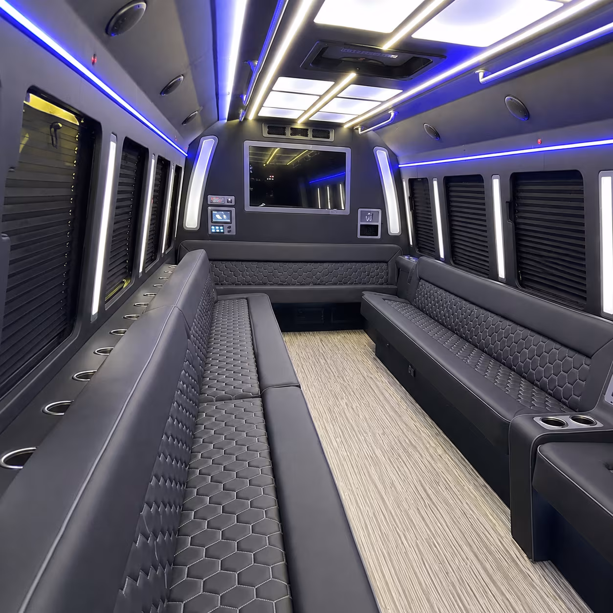 novi 40 passenger party bus inside